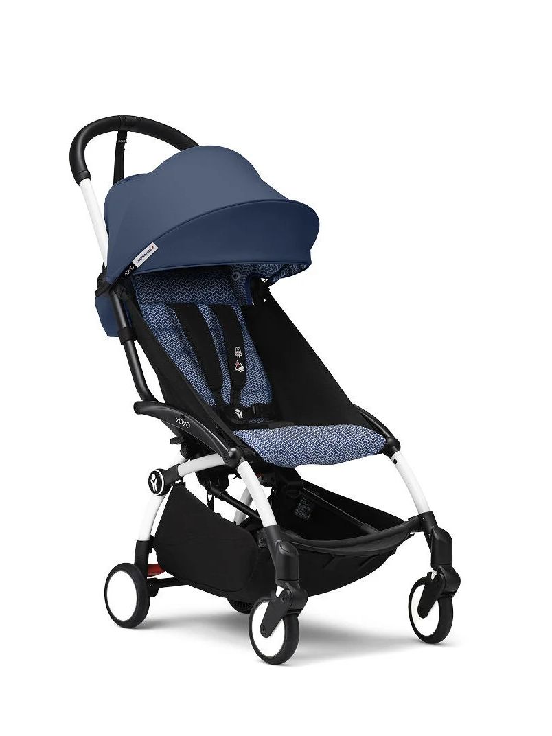 Passeggino con telaio yoyo³ white e rivestimento air france blue 6+ - stokke® yoyo®