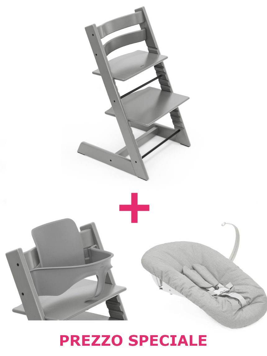 Tripp trapp storm grey + newborn set + babyset v2 storm grey a un prezzo speciale - personalizzabile - stokke®