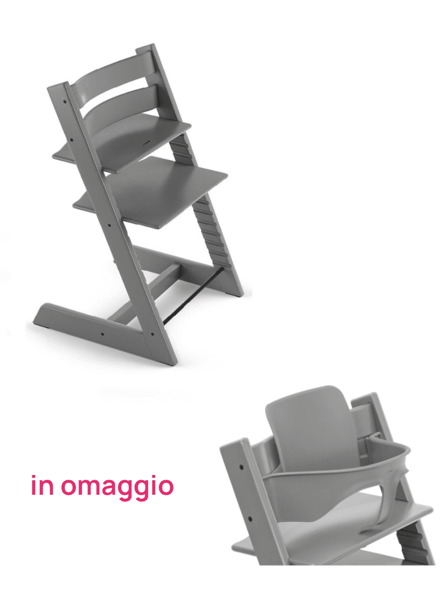 Tripp trapp storm grey + baby set storm grey v2 in omaggio - personalizzabile - stokke®