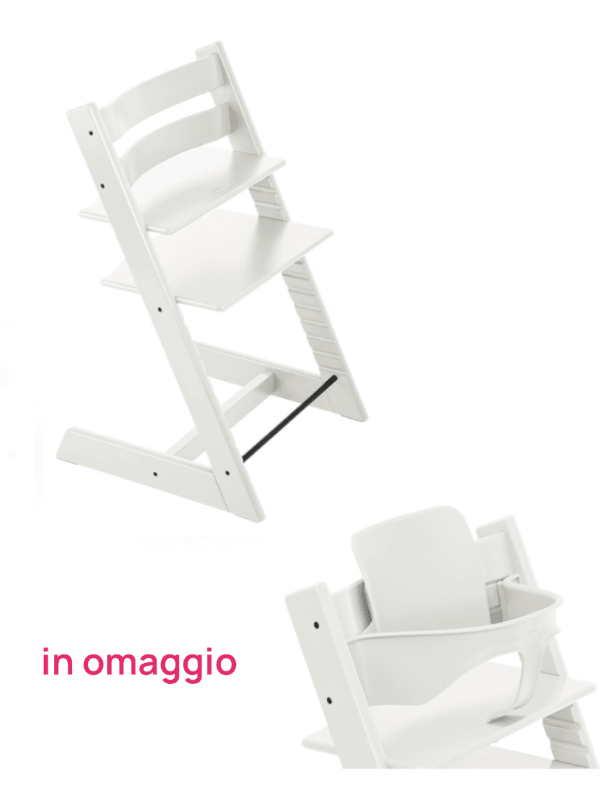 Tripp trapp bianco + baby set bianco v2 in omaggio - personalizzabile - stokke®