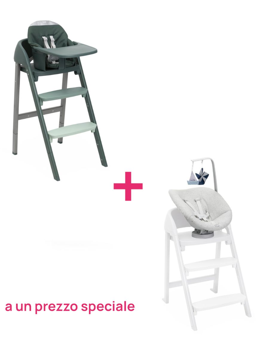 Seggiolone crescendo up imperial green re_lux + set neonato crescendo grey a un prezzo speciale - chicco