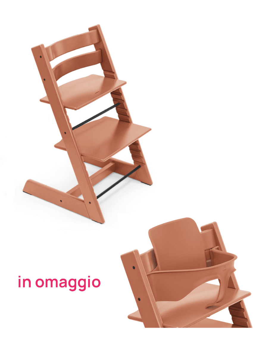 Tripp trapp terracotta + baby set terracotta v2 in omaggio - personalizzabile - stokke®