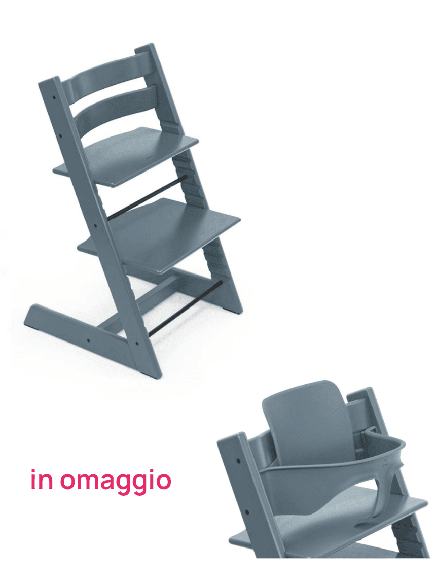 Tripp trapp fjord blue + baby set fjord blue v2 in omaggio - personalizzabile - stokke®