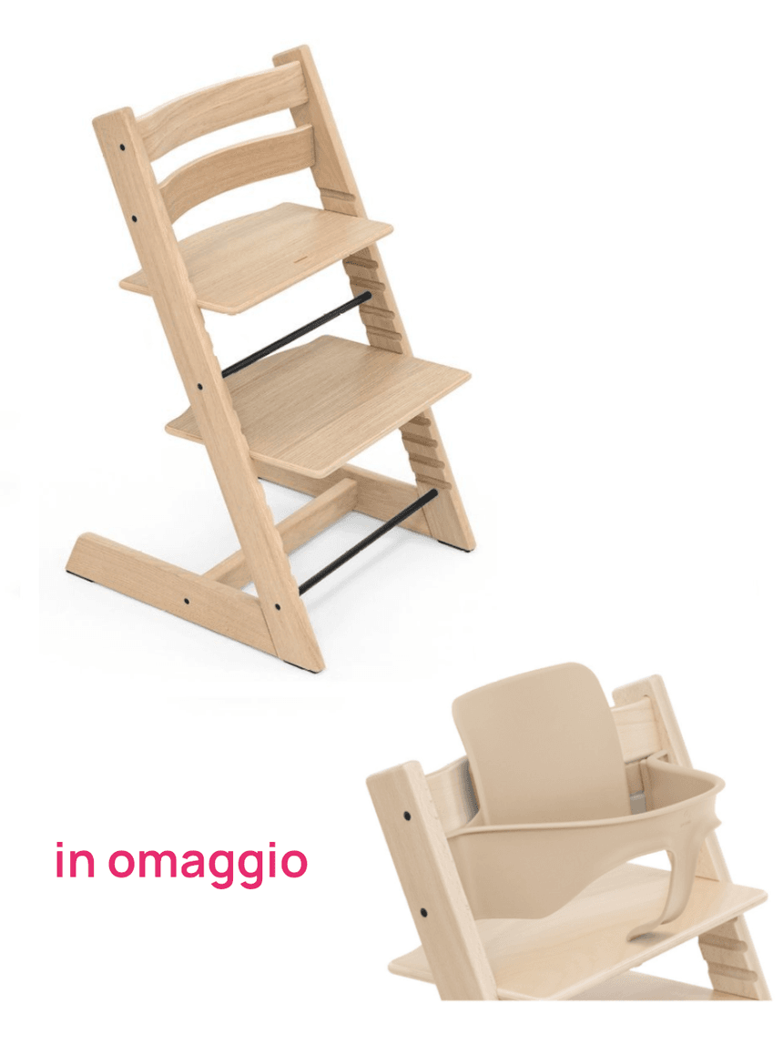 Tripp trapp rovere naturale + baby set naturale v2 in omaggio - personalizzabile - stokke®
