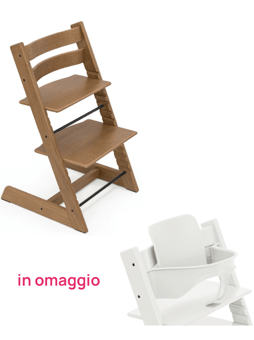 Tripp trapp rovere marrone + baby set bianco in omaggio - personalizzabile - stokke®