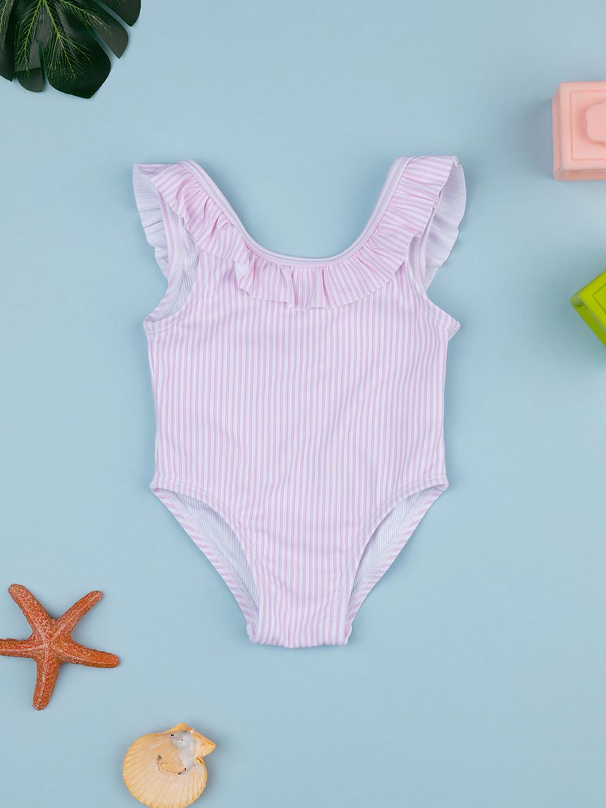 Costume intero bimba righe rosa