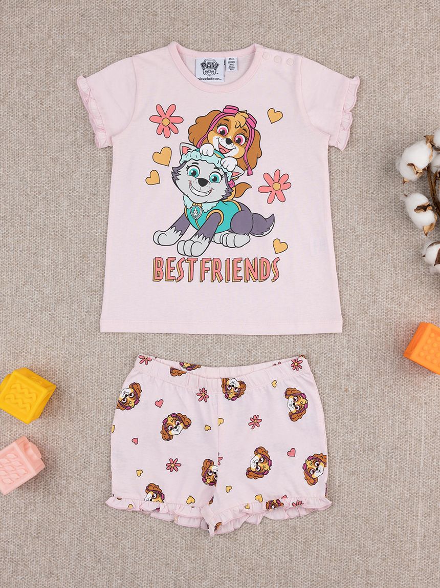 Pigiama corto bimba rosa paw patrol