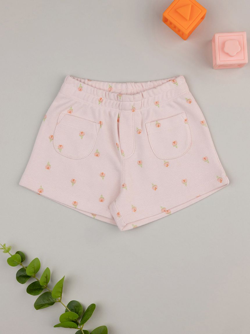 Shorts bimba rosa  tulipani