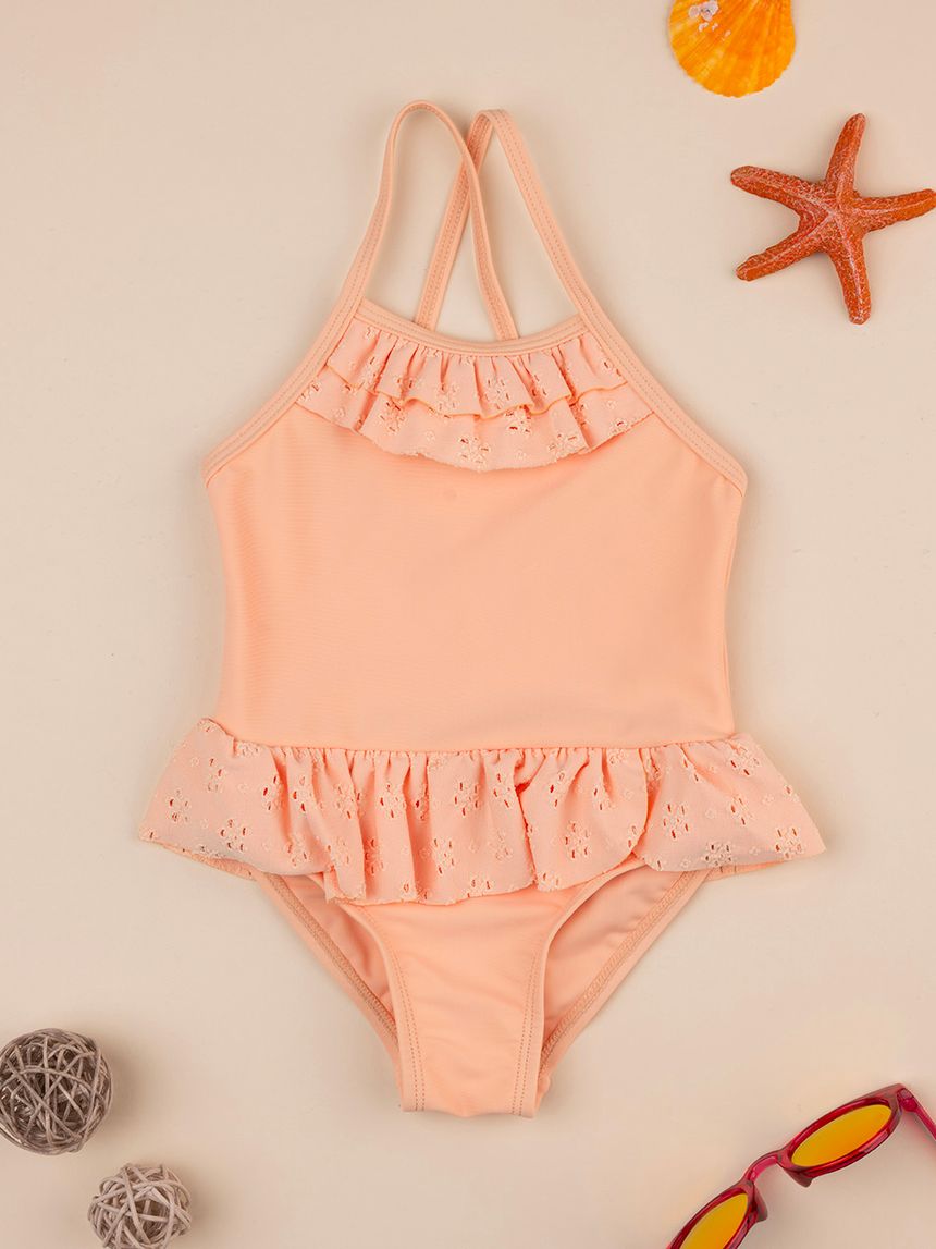 Costume intero bimba arancione rouche