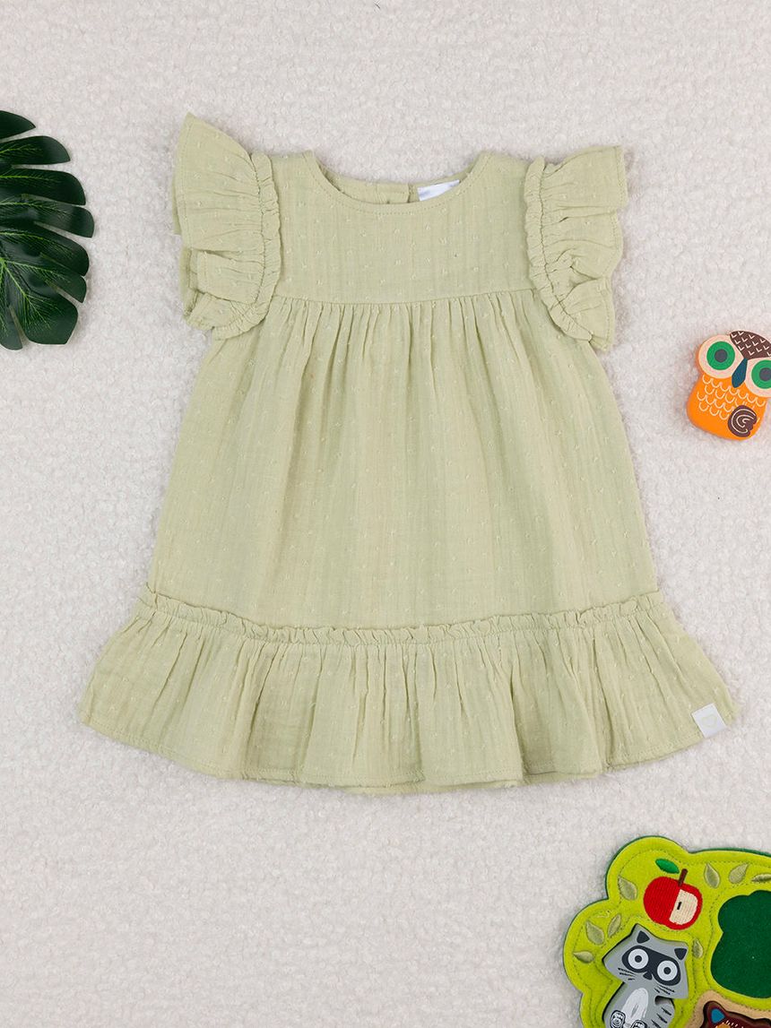 Abito bimba verde con frill