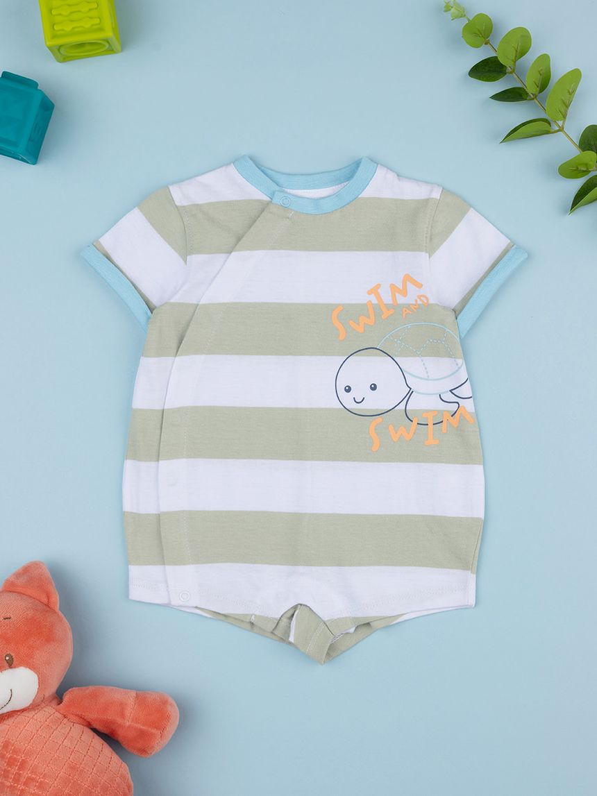 Tutina bimbo righe verdi con stampa