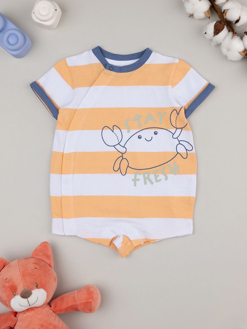 Tutina bimbo righe arancioni con stampa