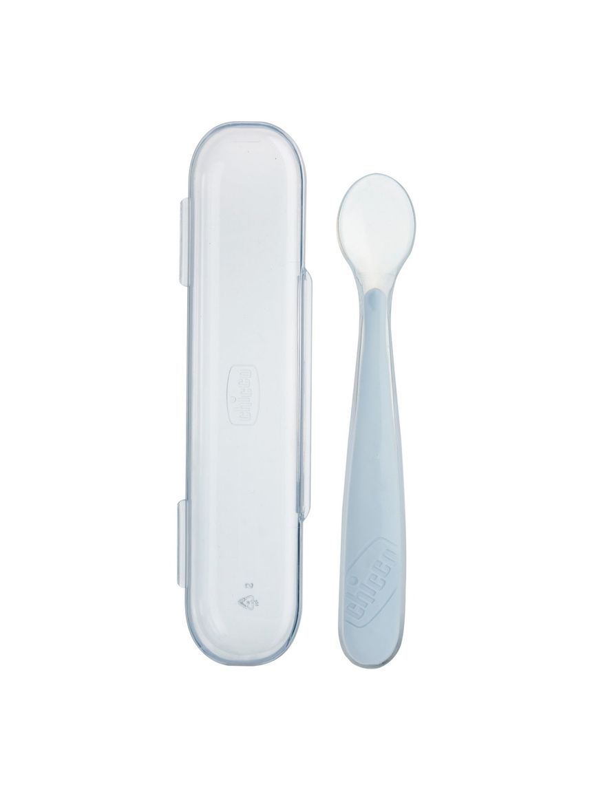 Cucchiaino morbido silicone 6m+ grigio con case - chicco