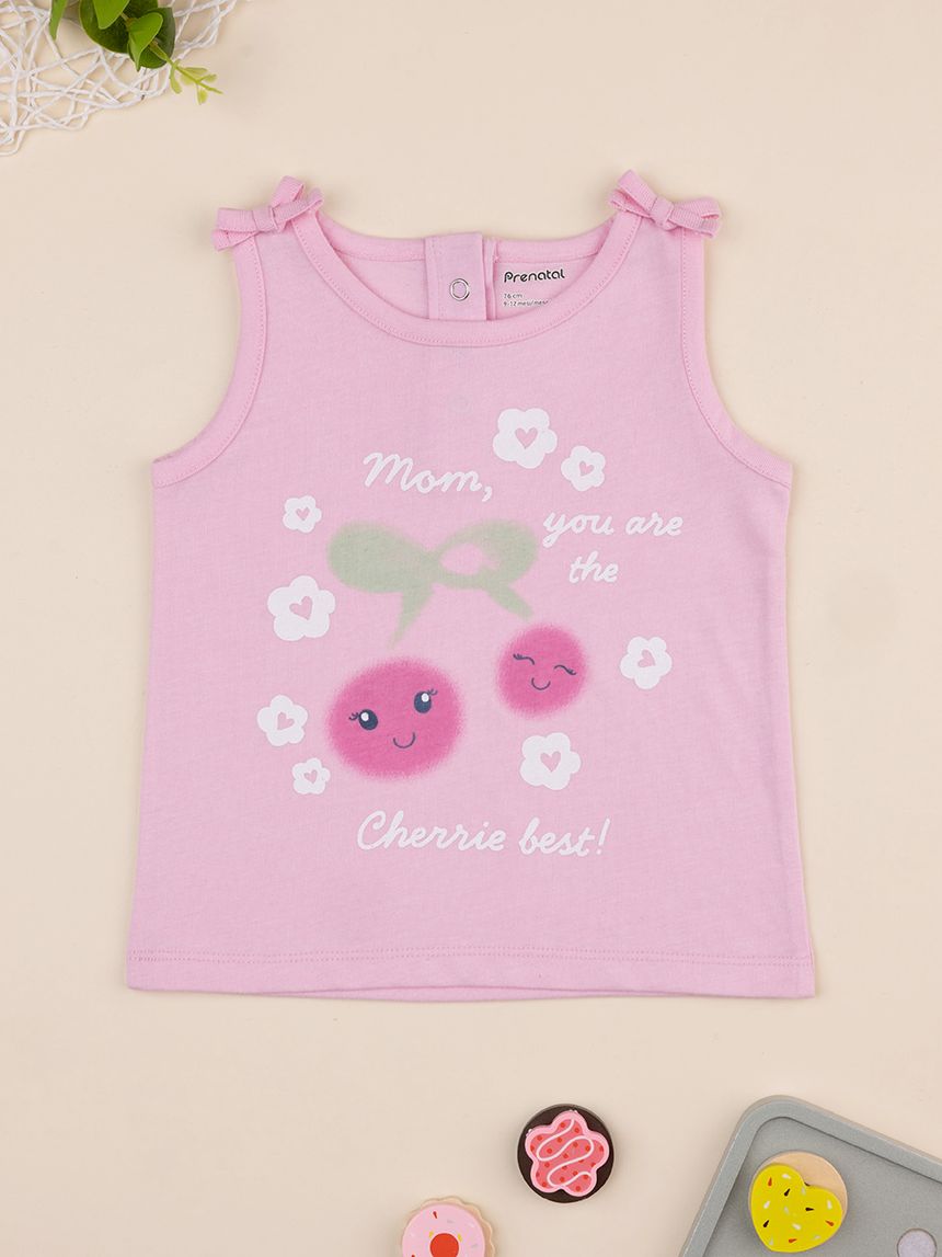 Canotta bimba rosa ciliegie