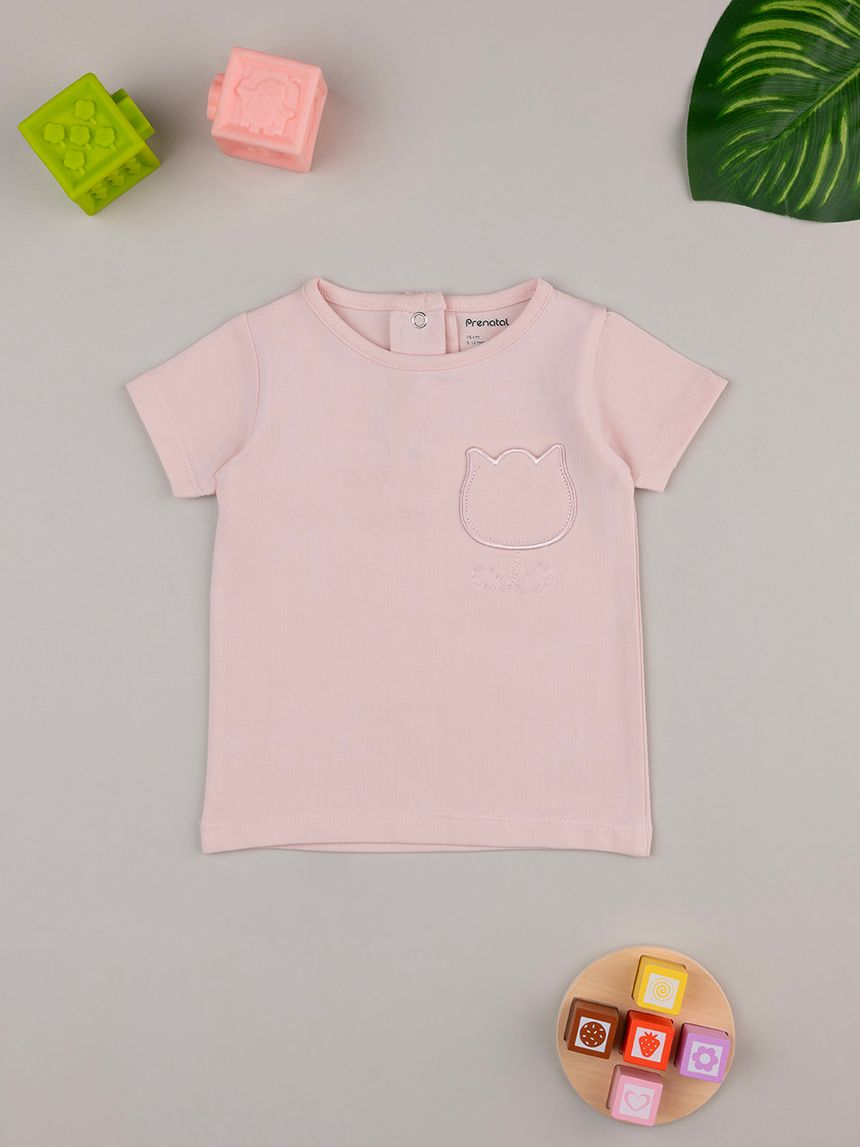 T-shirt bimba rosa ricamo