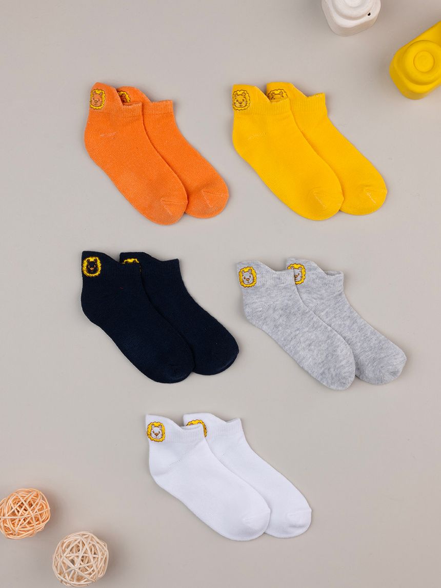 Pack 5 calze colorate bimbo leone