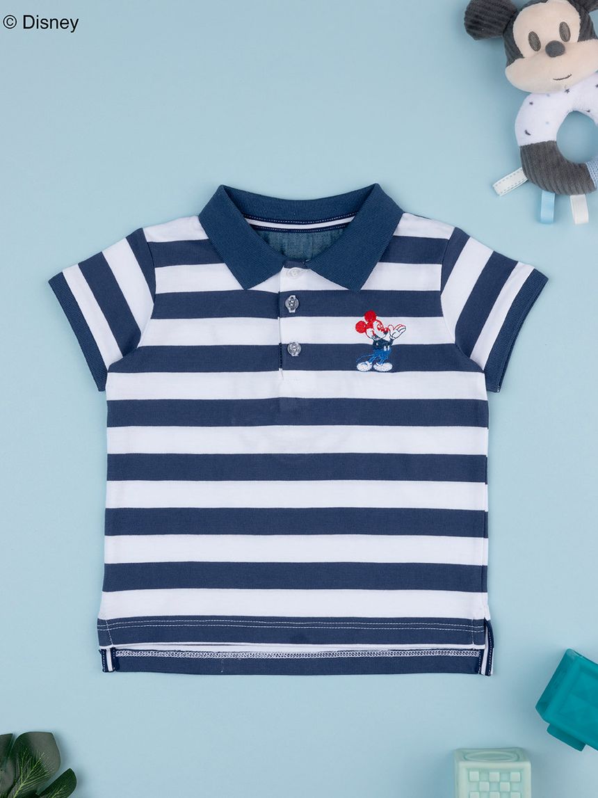 Polo righe bimbo blu mickey mouse