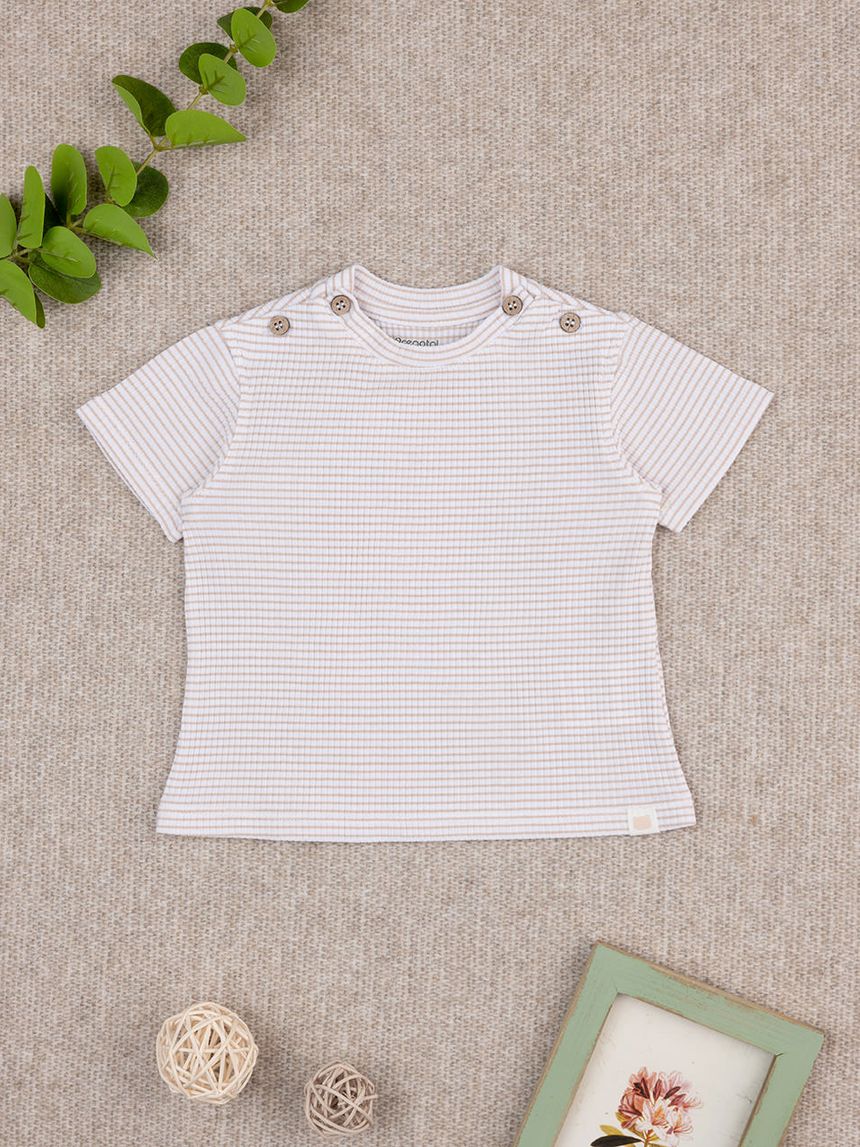 T-shirt bimbo righe marroni