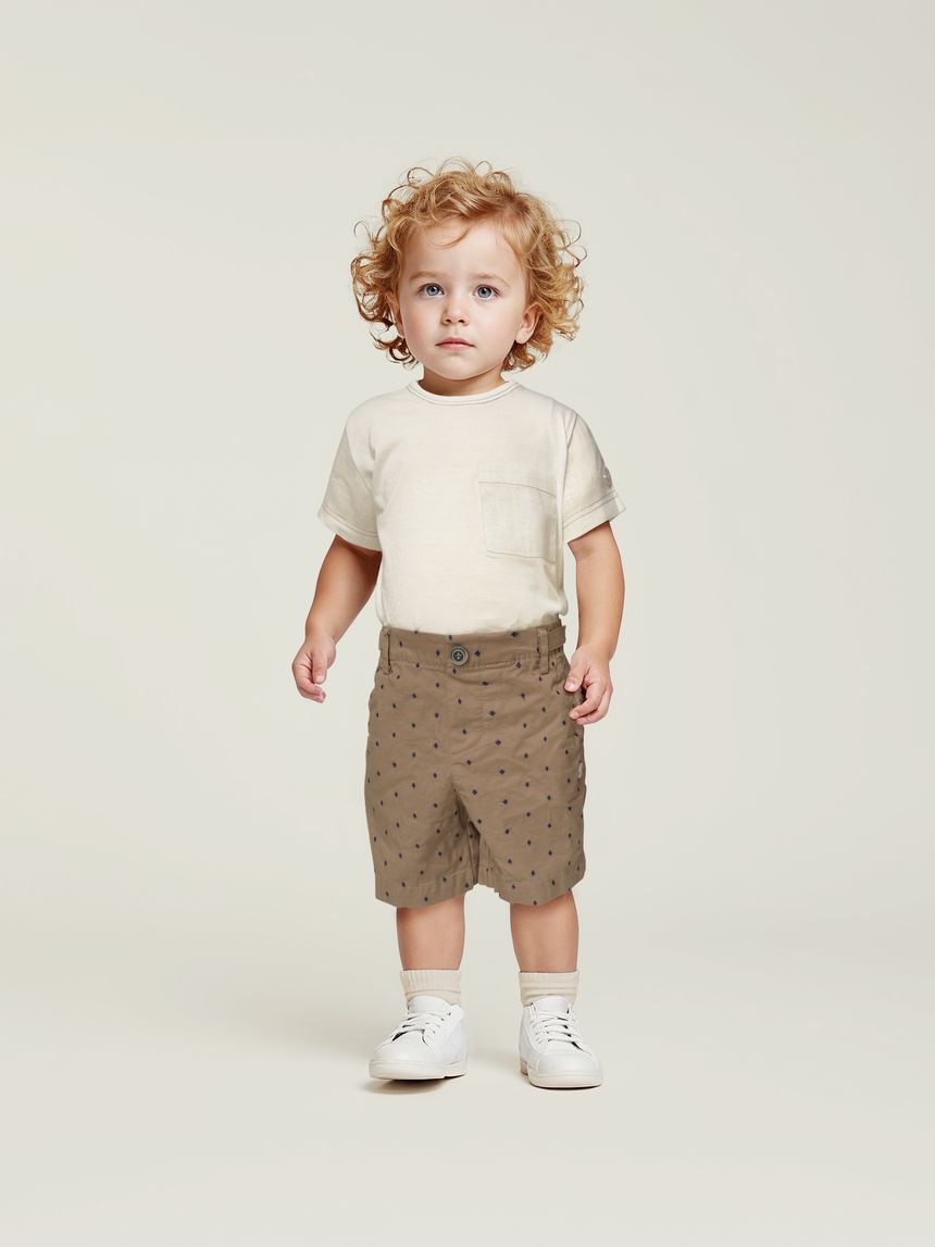 Shorts premium marrone bimbo con allover