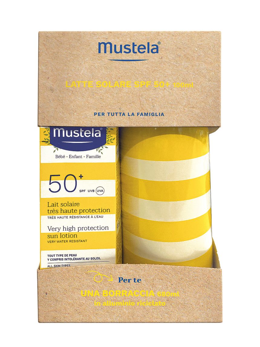 Latte solare protezione molto alta spf50+ 100ml + borraccia - mustela