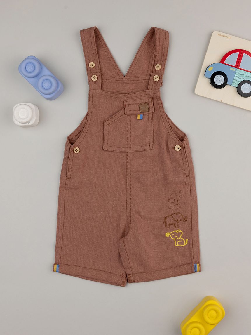 Salopette bimbo lino marrone