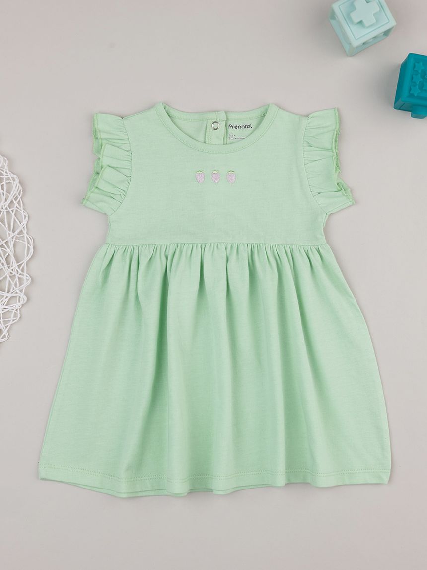 Abito bimba verde ricamo