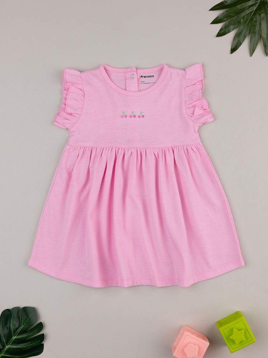 Abito bimba rosa con ricamo