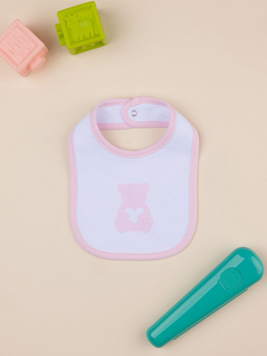 Bavaglino bimba rosa orso