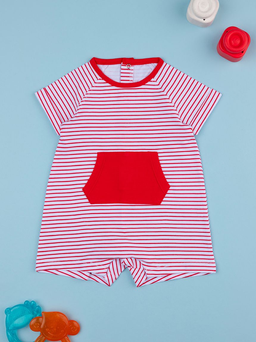 Pagliaccetto neonato righine rosse