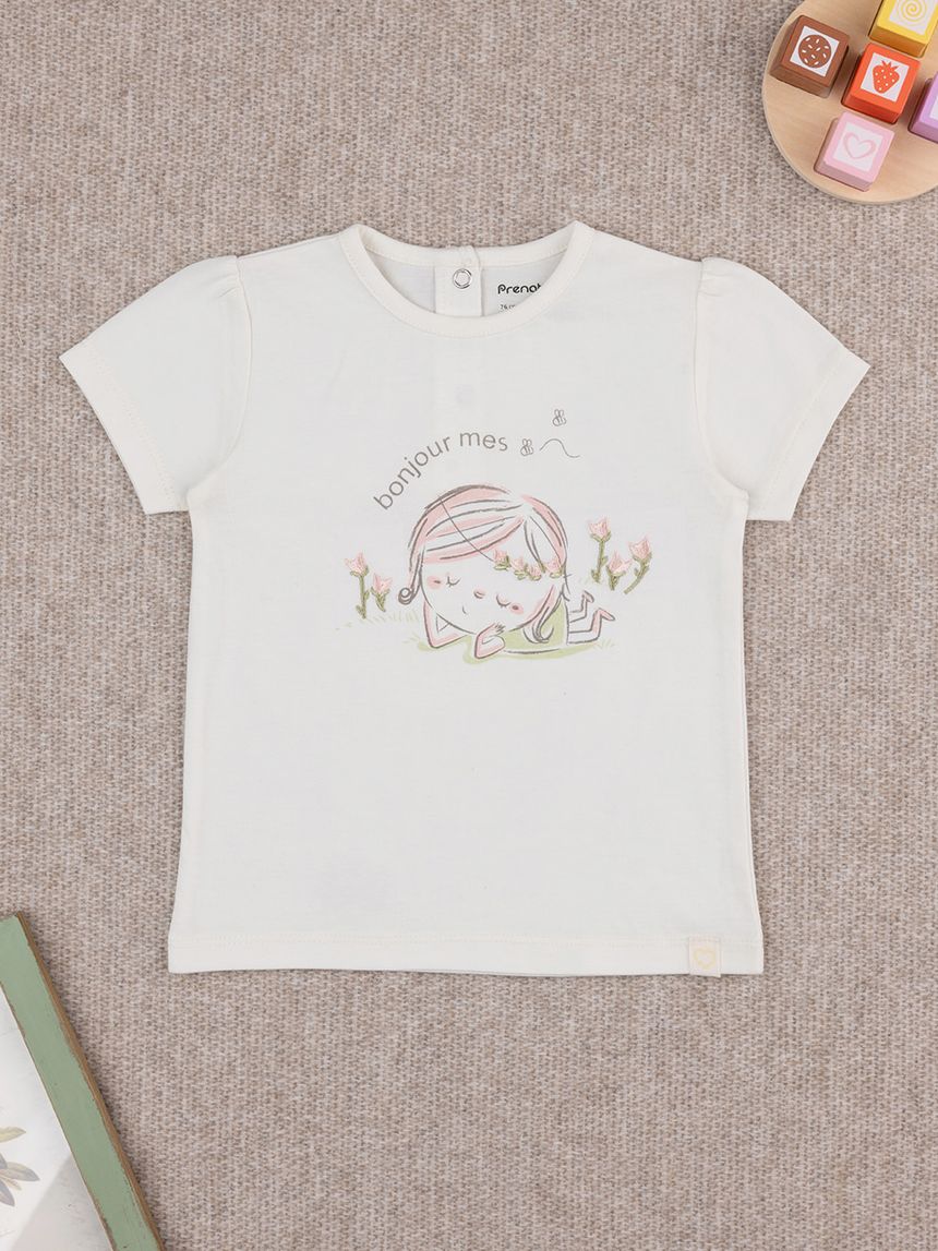 T-shirt bimba panna stampa
