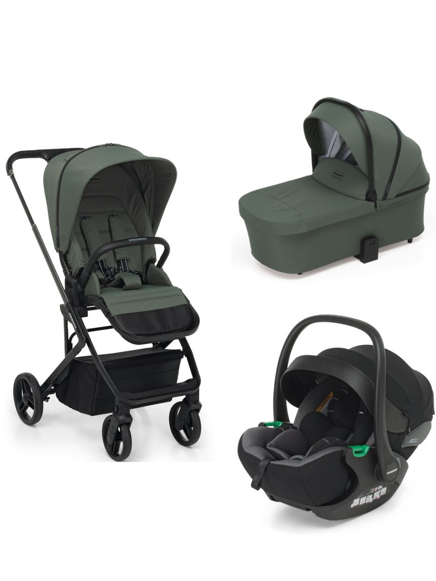 Trio tictoc + seggiolino rek black+ adattatore - olive - foppapedretti