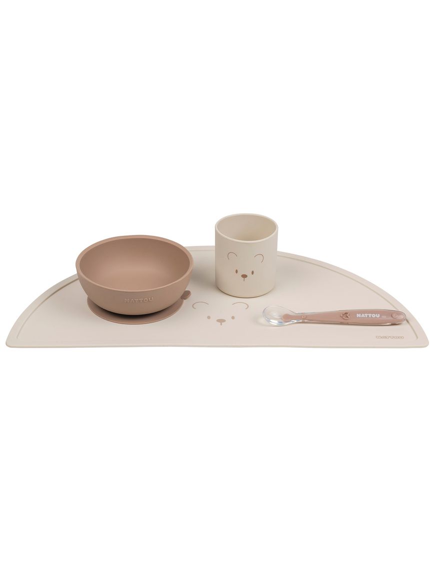 Set 4 pezzi pappa in silicone con set colore naturale - nattou