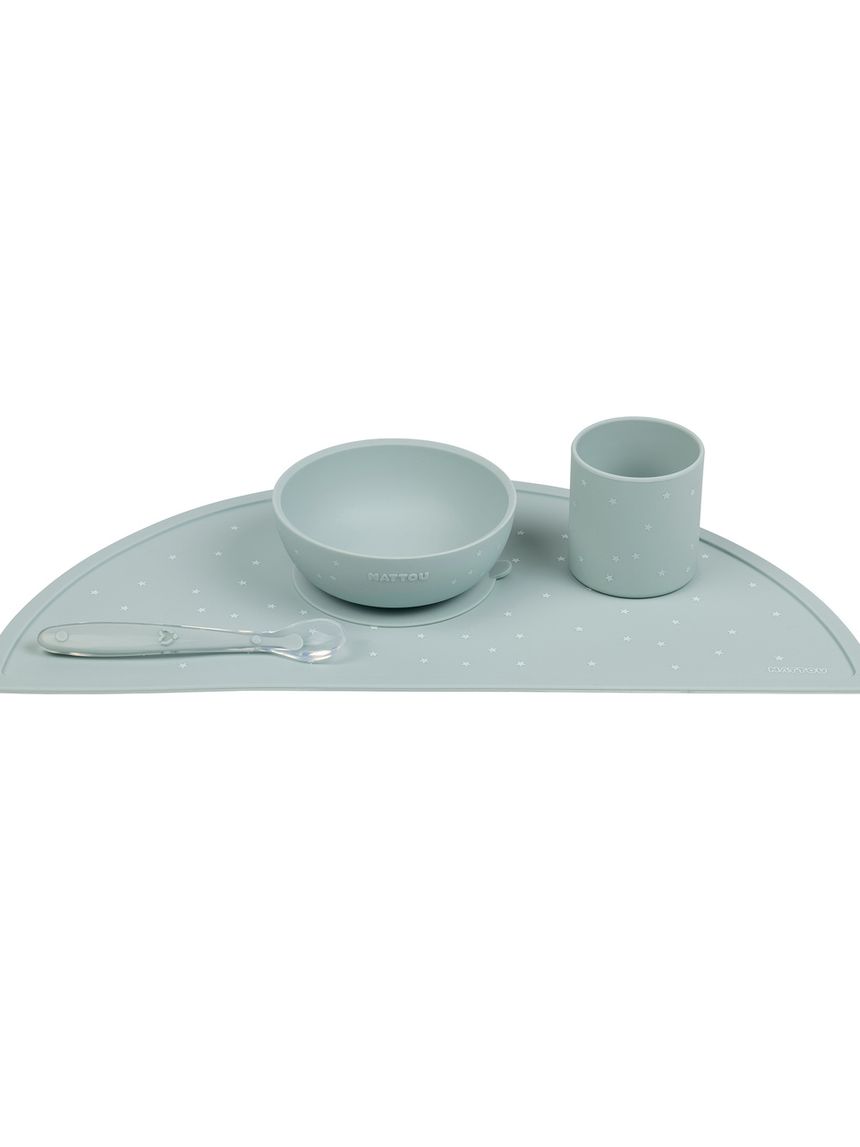 Set 4 pezzi pappa in silicone con set colore verde & stelline - nattou
