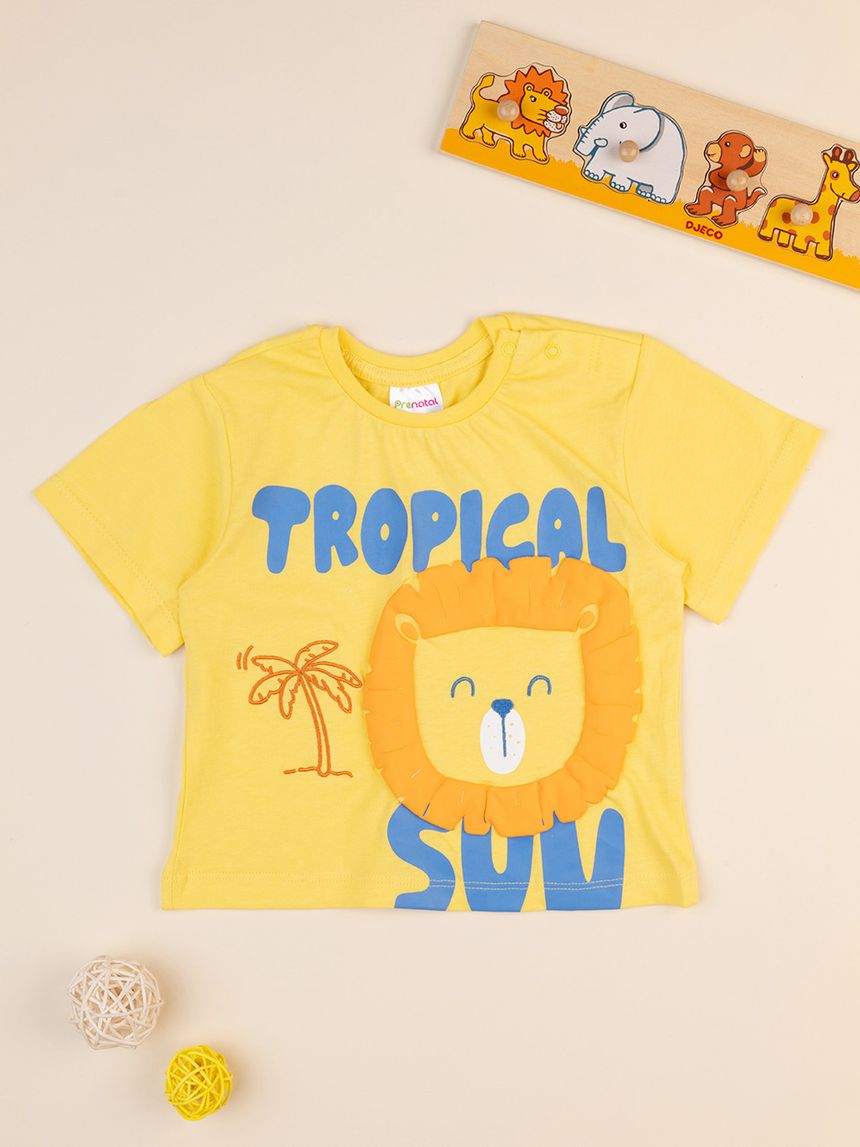 T-shirt gialla bimbo "lion"