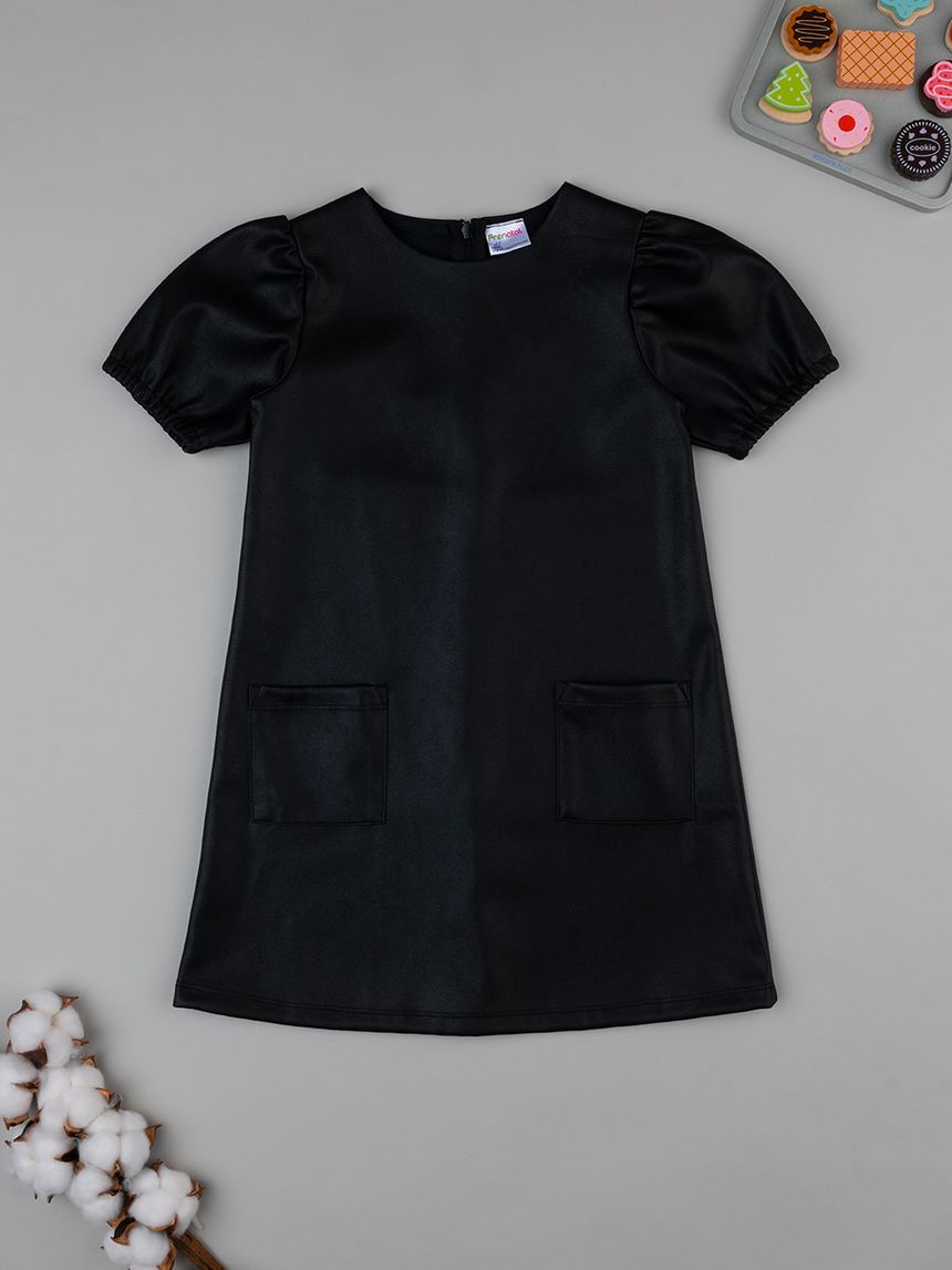 Abito ecopelle bimba nero