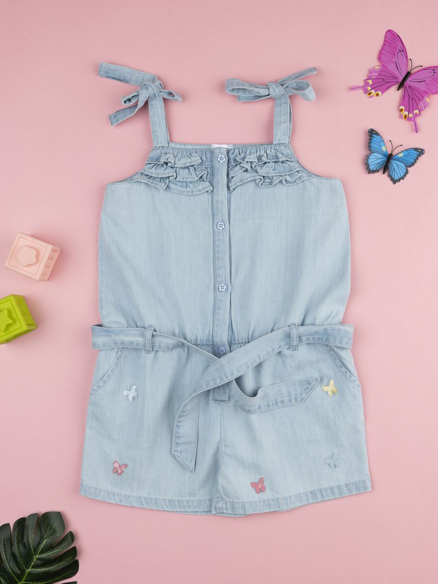 Tutina bimba denim farfalle