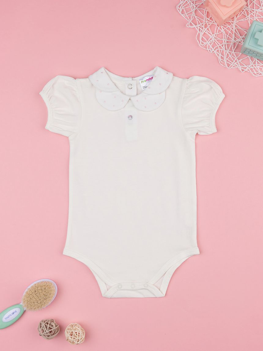 Body bianco bimba con ricami