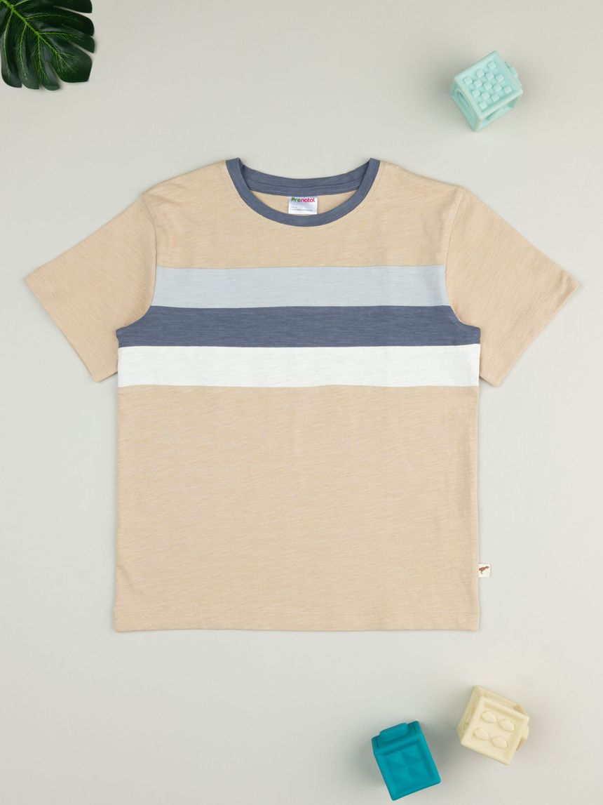 T-shirt bimbo marrone righe