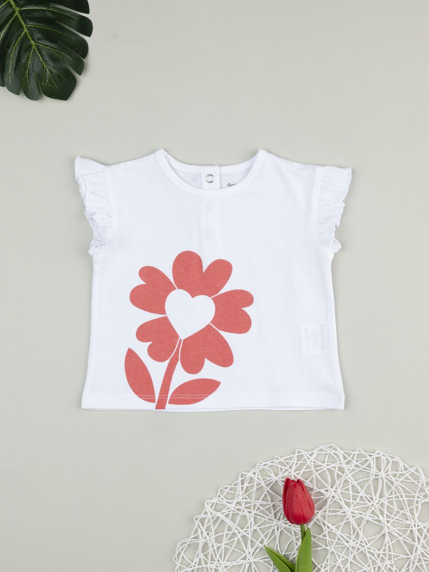 T-shirt bimba fiore rosa