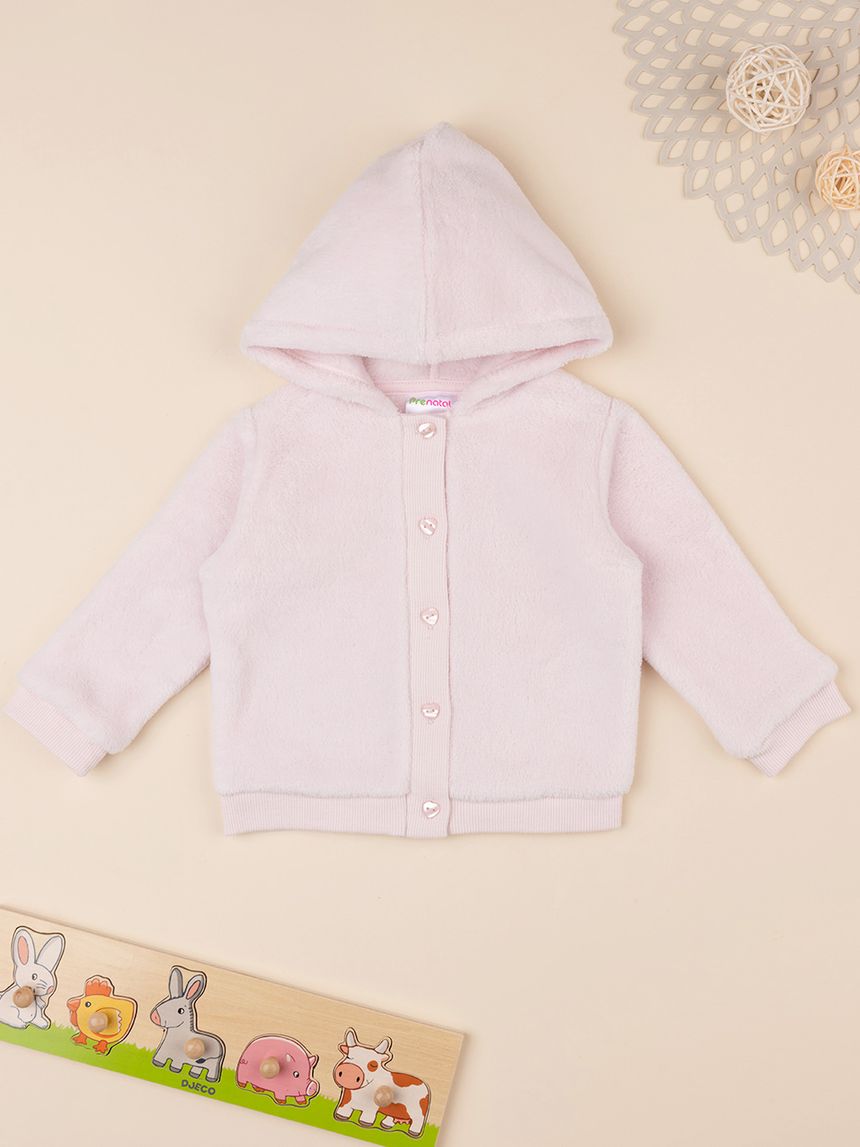 Cardigan pelliccetta rosa neonata