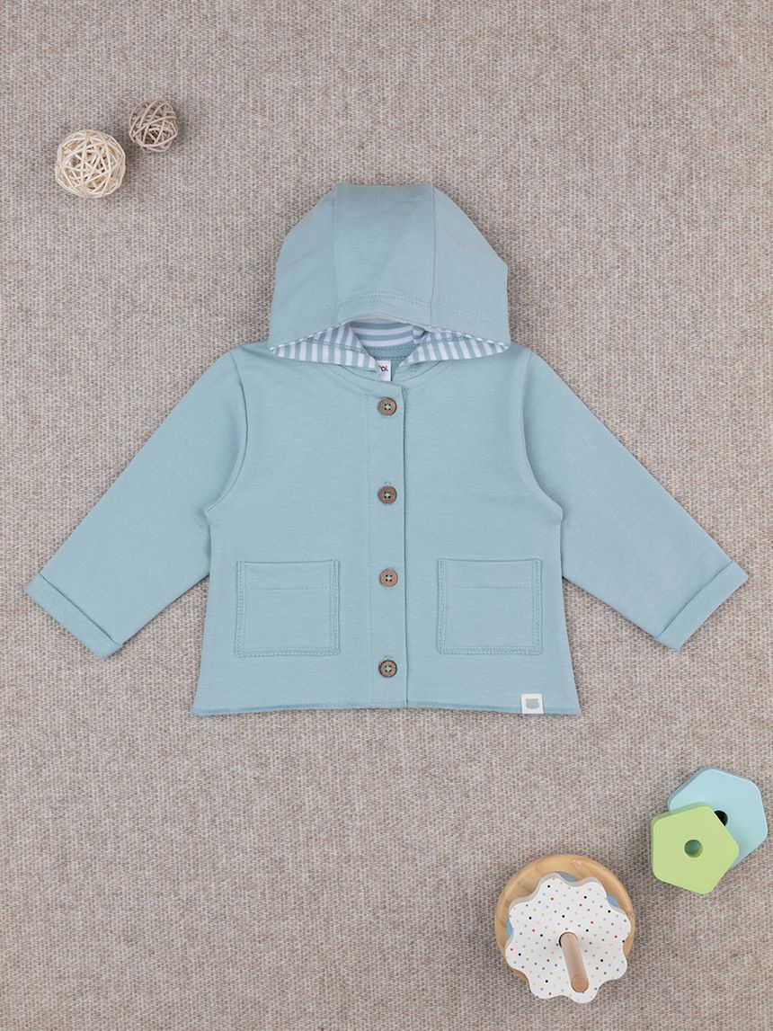 Cardigan azzurro con cappuccio bimbo