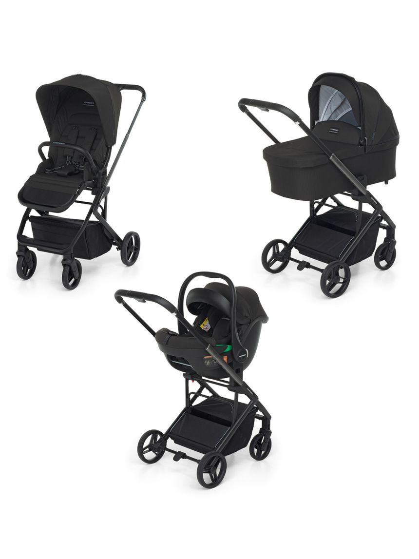 Trio tictoc ebony + seggiolino rek black+ adattatore - foppapedretti