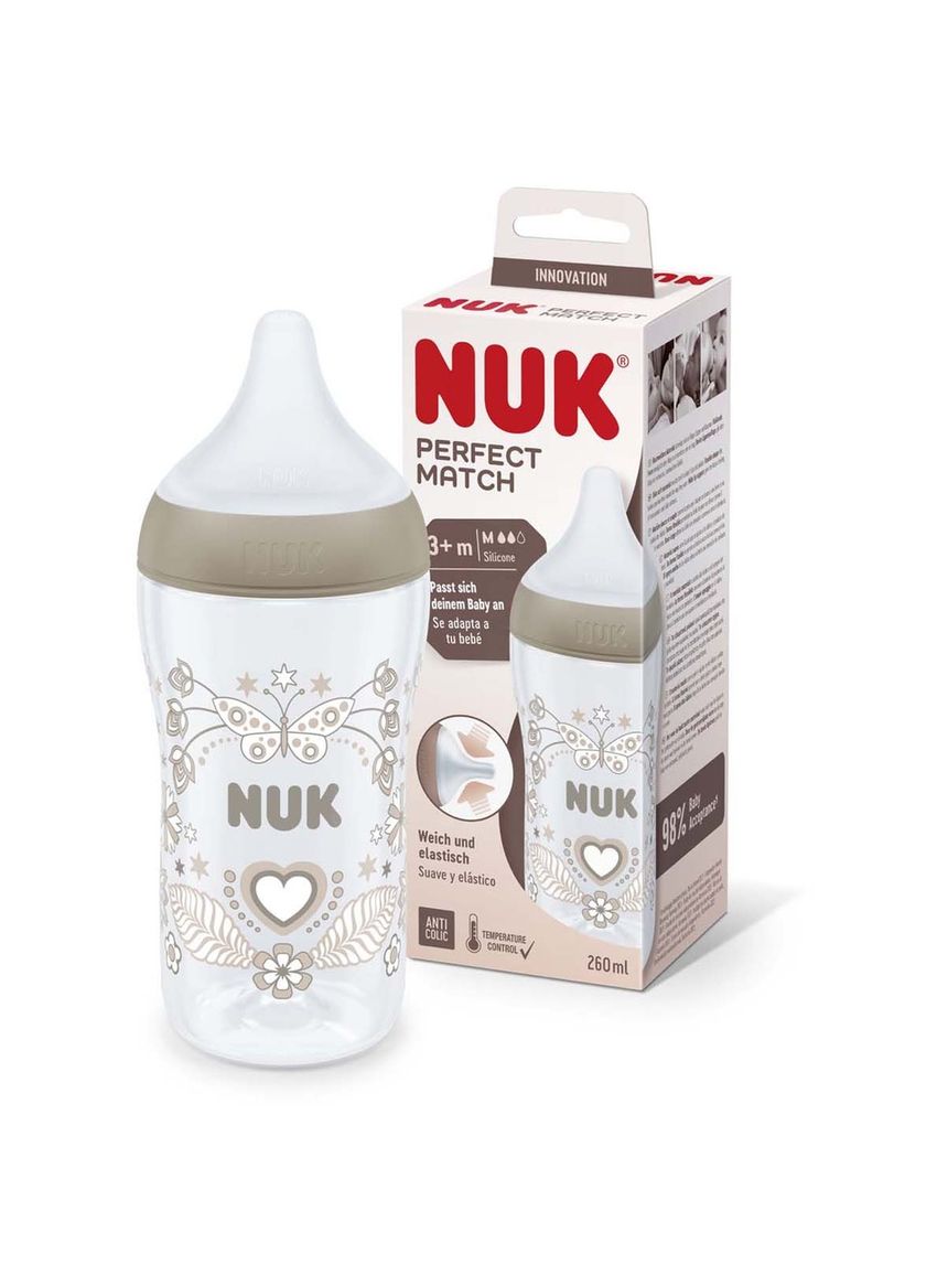 Biberon perfect match pp260ml silicone tg m heart (bambina) - nuk