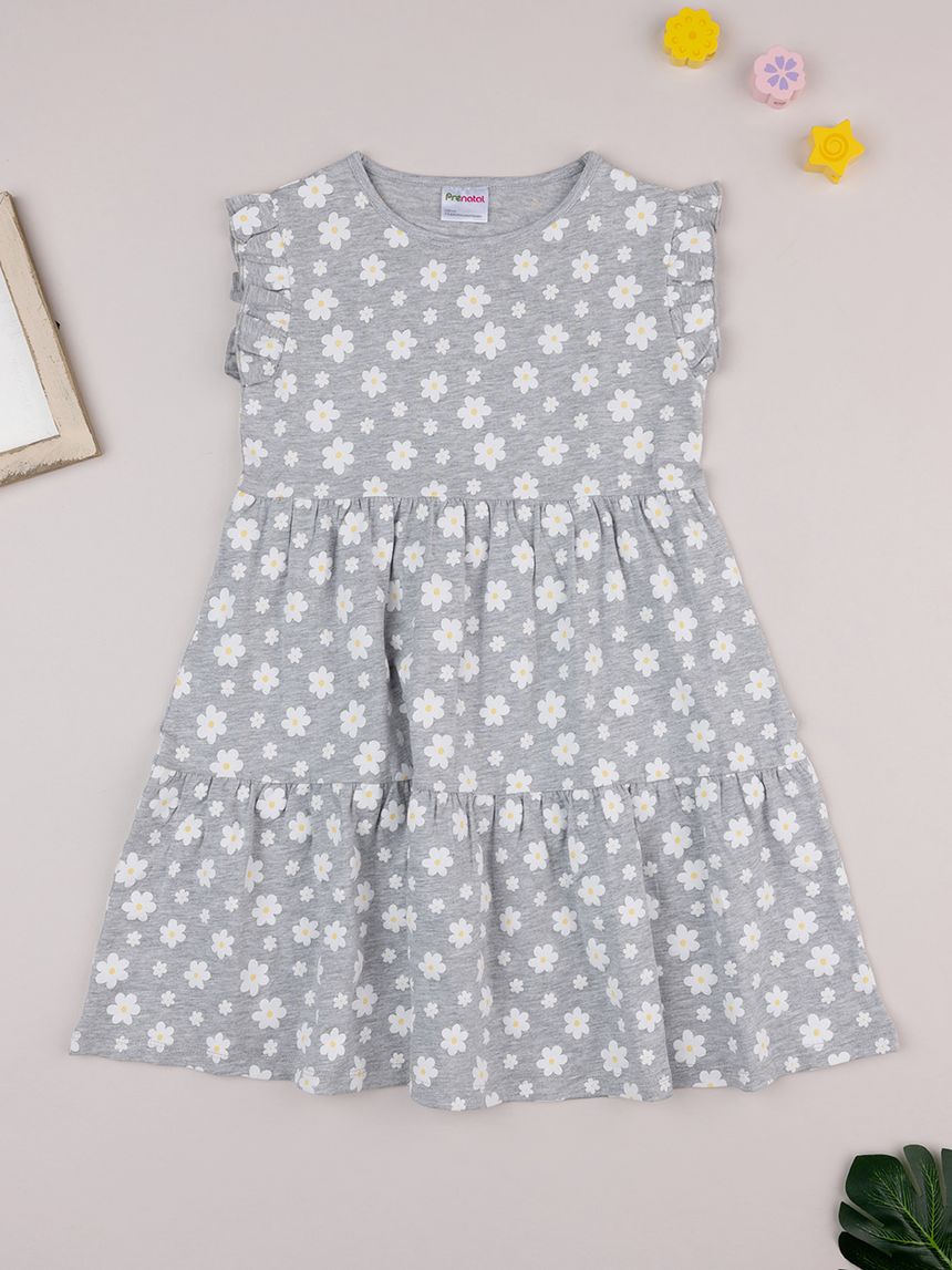 Abito bambina grigio margherite