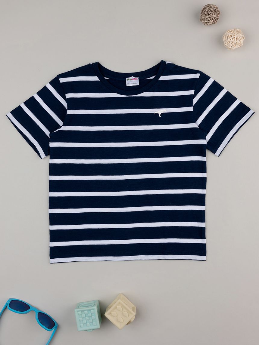 T-shirt bimbo rigata blu