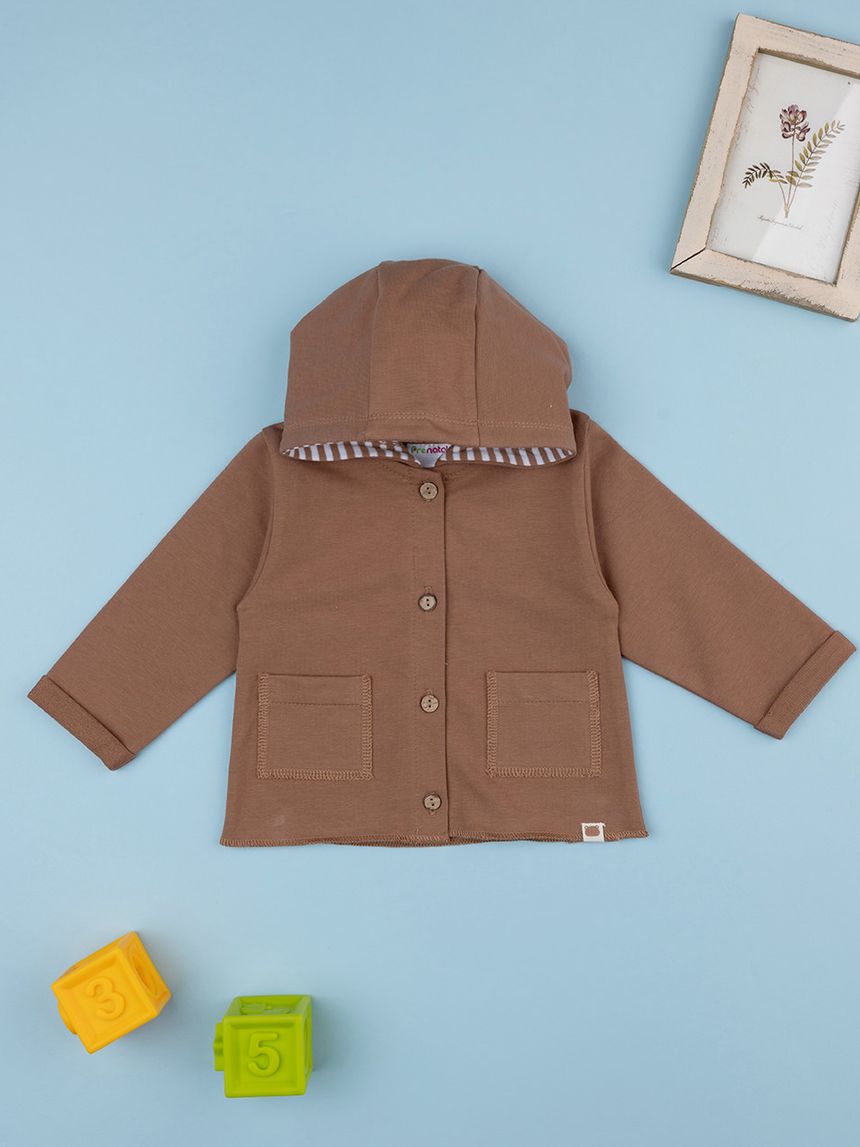 Cardigan con cappuccio marrone bambino