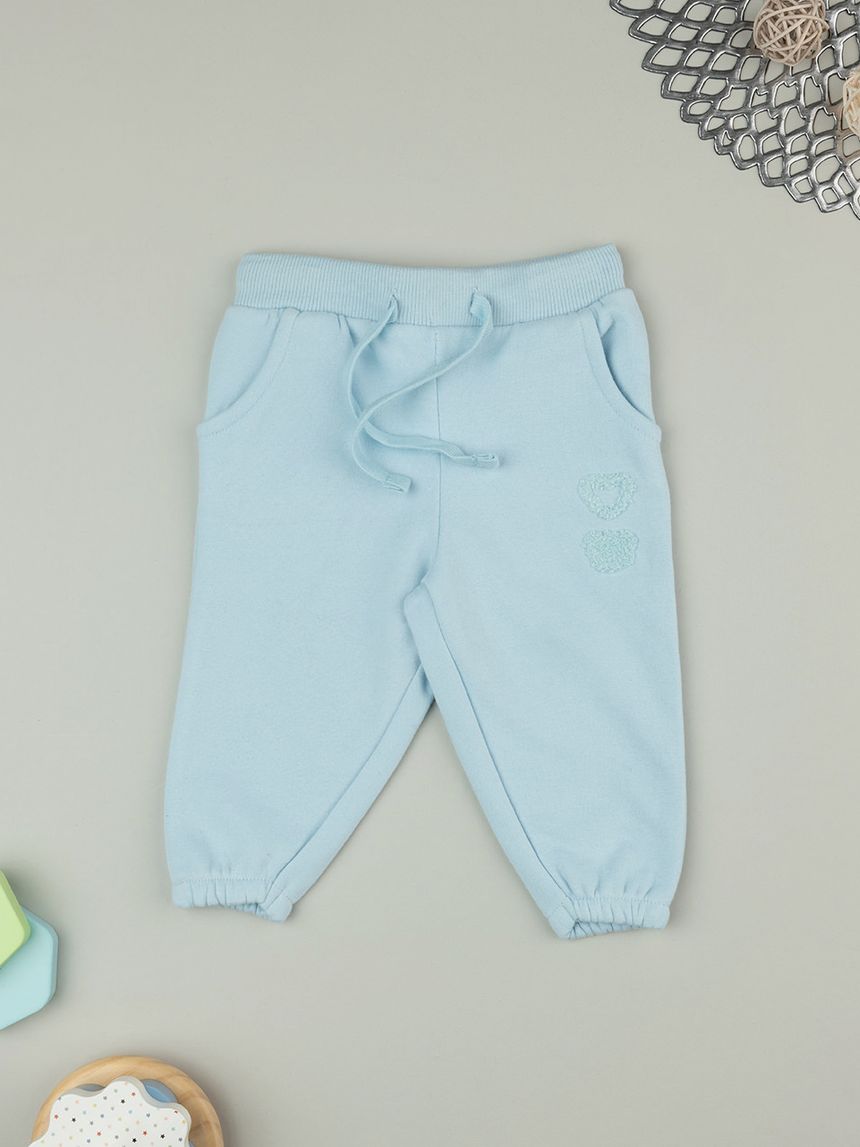 Pantalone felpato bimba azzurro