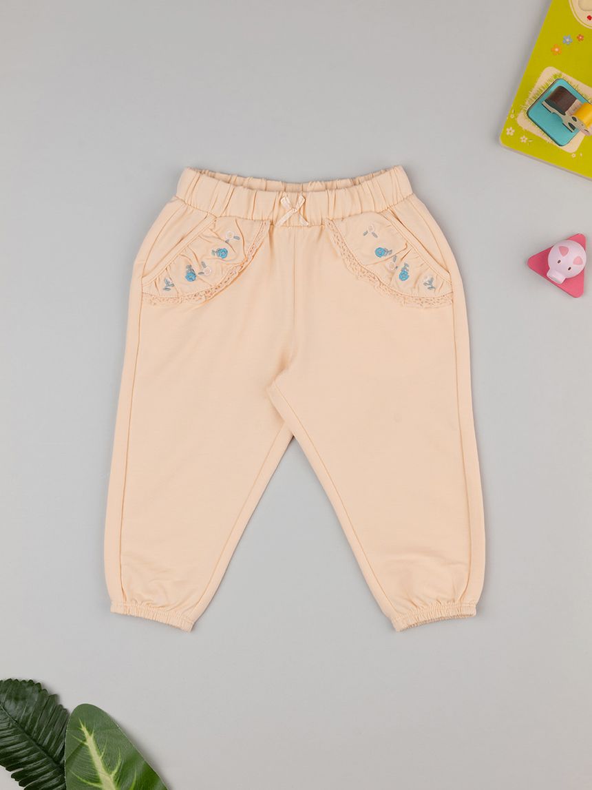 Pantalone bimba arancione con ricami