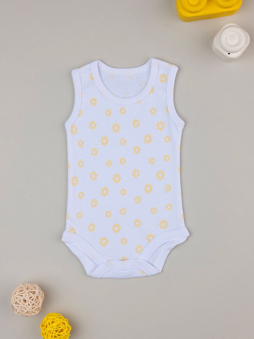 Body bimba bianco margherite gialle