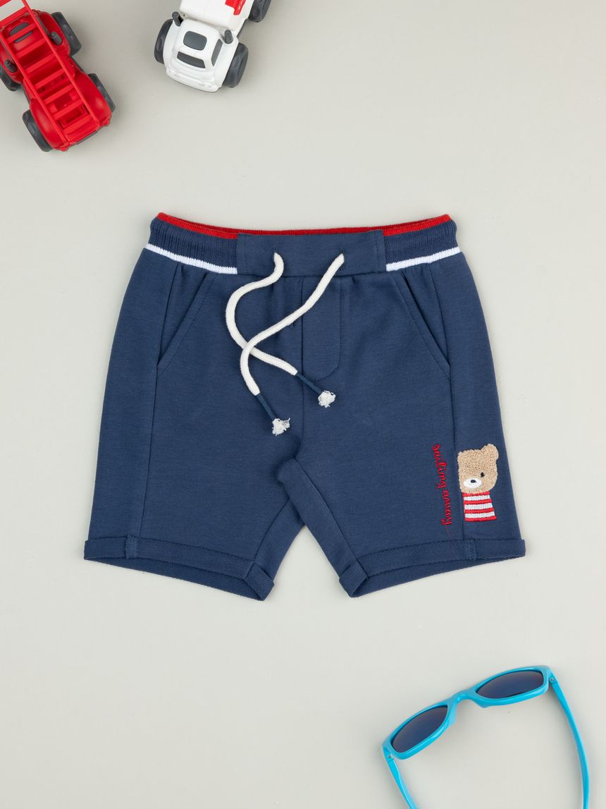 Shorts bimbo blu stampa orsetto